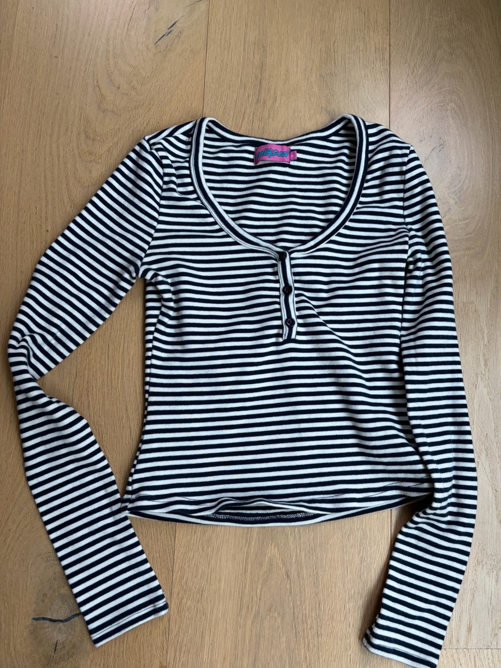 Edikted Black and White Striped Long Sleeve Top